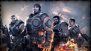 man in black suit jacket photo, Gears of War, video games, Gears of War 3 HD wallpaper