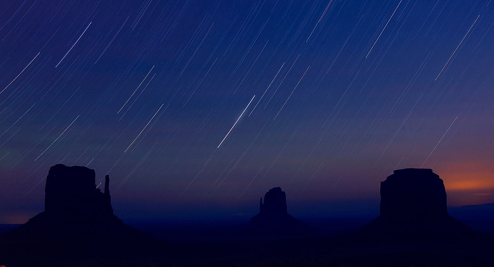 startrails, monument valley, night, arizona HD wallpaper