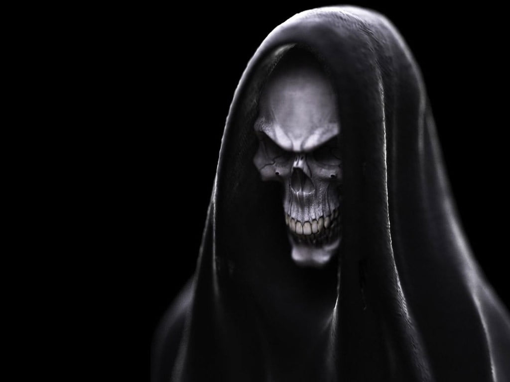Skull with black cape artwork painting, skull, Grim Reaper, fantasy art,  simple background HD wallpaper | Wallpaper Flare