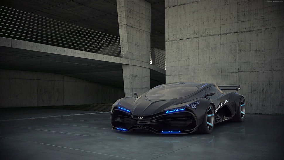 black sports coupe with spoiler HD wallpaper