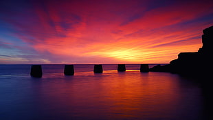 water Boeing, nature, sunset, sky, sea