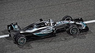 black and gray F1, Formula 1, Mercedes F1, Lewis Hamilton, racing HD wallpaper