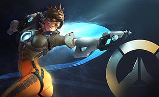 female anime character illustration, Overwatch, Tracer (Overwatch) HD wallpaper