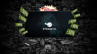 black steam OS flat screen TV, Steam OS, Steam (software)
