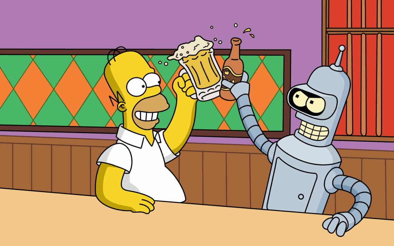 Homer Simpson and gray robot illustration, Homer Simpson, The Simpsons,  Bender HD wallpaper | Wallpaper Flare