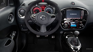 black and gray Nissan multi-function steering wheel, Nissan Juke, car, car interior, vehicle HD wallpaper