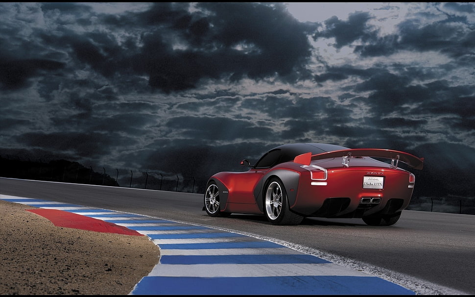 red coupe, supercars, Devon GTX, race tracks HD wallpaper