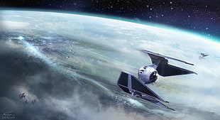 gray spaceship digital wallpaper, Star Wars, space, TIE Interceptor HD wallpaper