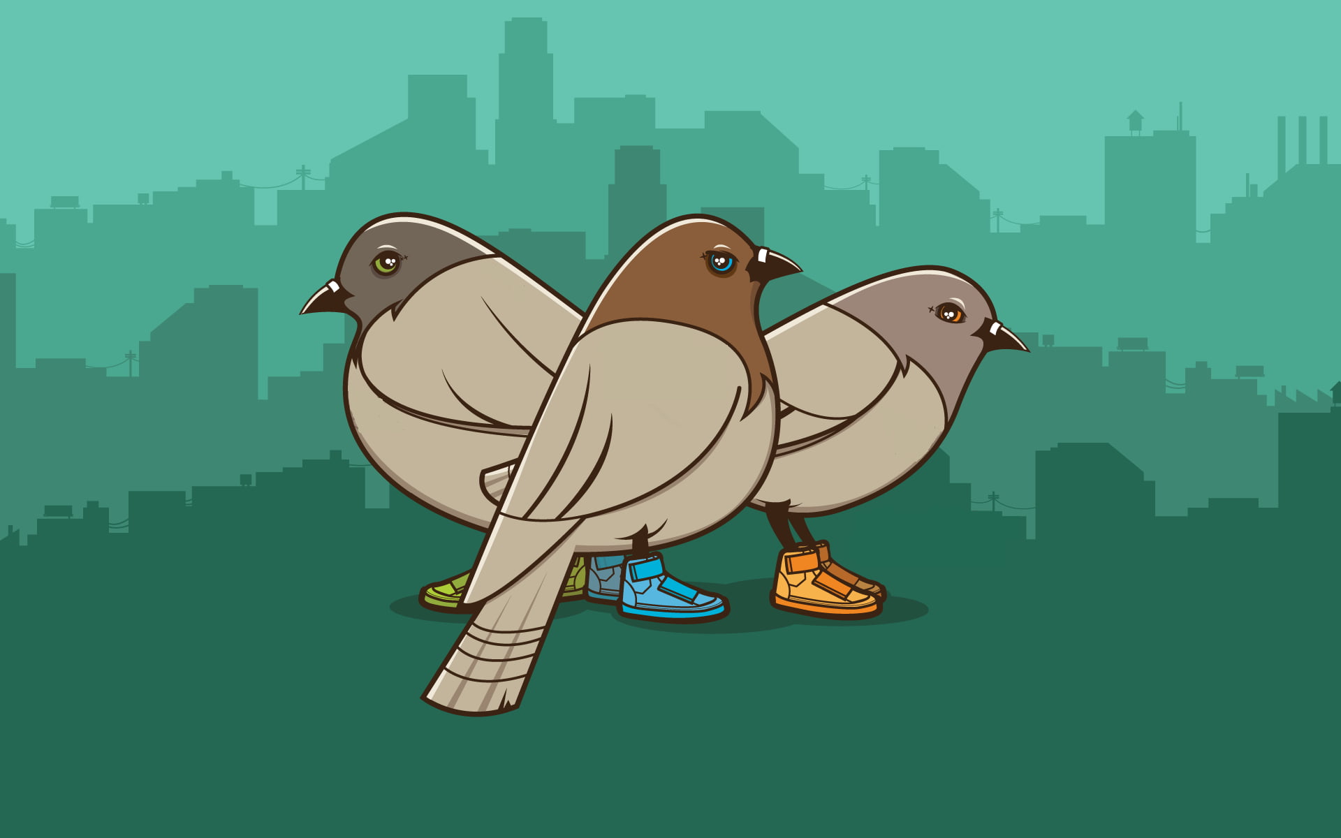 Three gray bird illustration, pigeons, birds, shoes, skyline HD wallpaper |  Wallpaper Flare