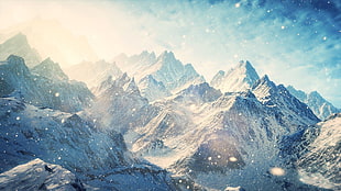 photo of mountains during winter season