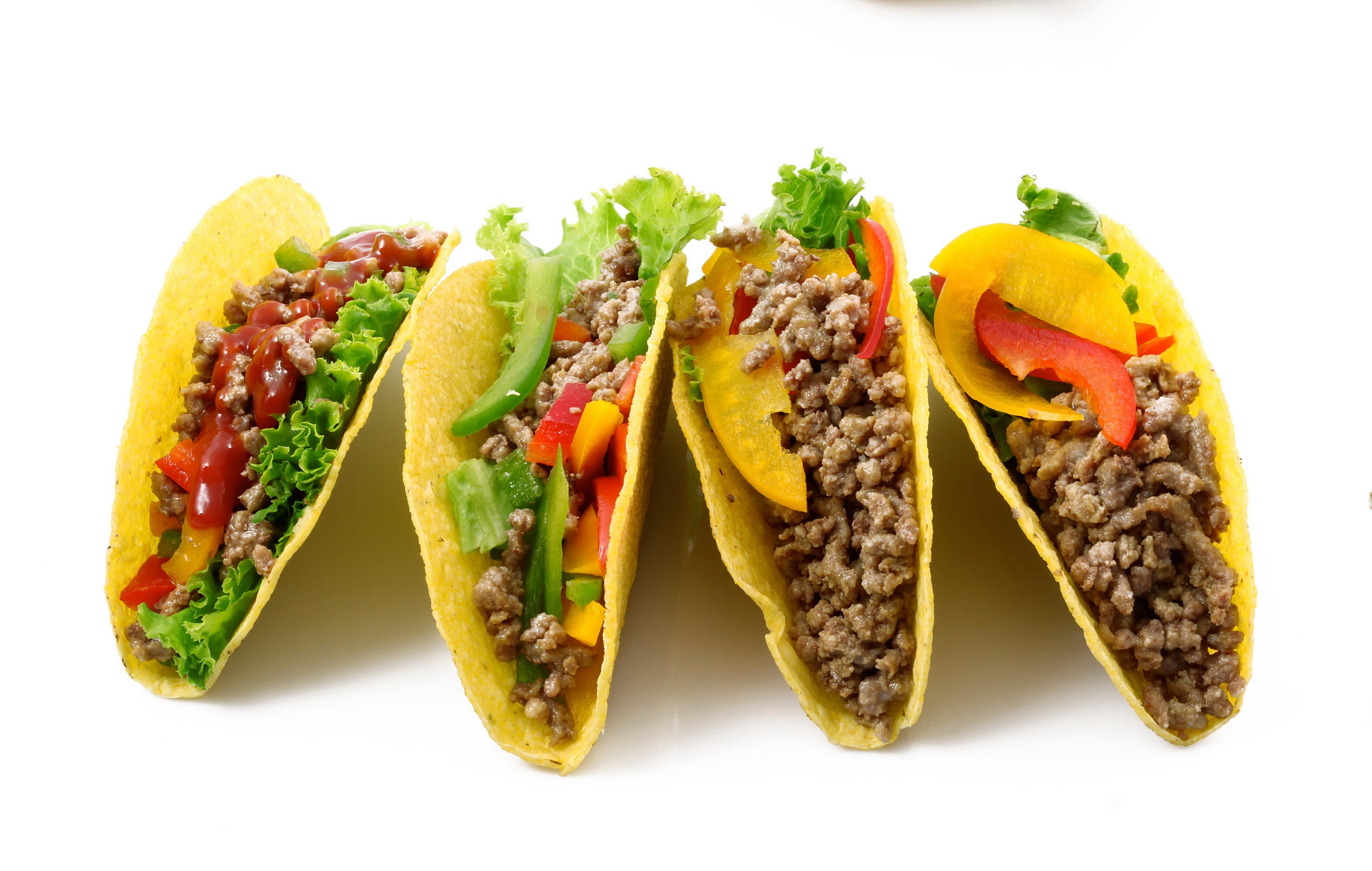 Four tacos on white background HD wallpaper | Wallpaper Flare