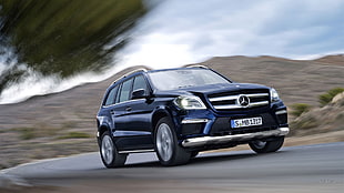 blue Mercedes-Benz GLK-class SUV, Mercedes GL, SUV, German cars, car