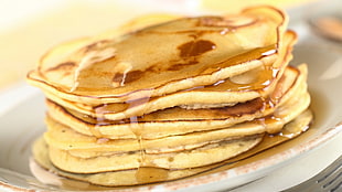 pancake with syrup meal, food, pancakes, breakfast HD wallpaper