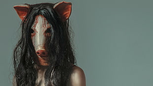 person wearing pig mask HD wallpaper