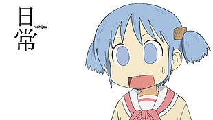 white and blue cartoon character illustration, Nichijou, Naganohara Mio