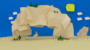 grey ark formation, digital art, low poly, artwork, nature