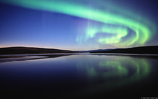 Aurora lights, water, landscape HD wallpaper
