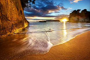 sunrise on ebach seashore HD wallpaper
