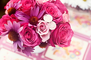 pink and purple flower bouquet