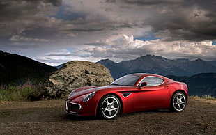 red ALFA ROMEO car, Alfa Romeo, Alfa Romeo 8C, car, red cars HD wallpaper