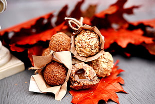 chocolate truffles with peanuts HD wallpaper