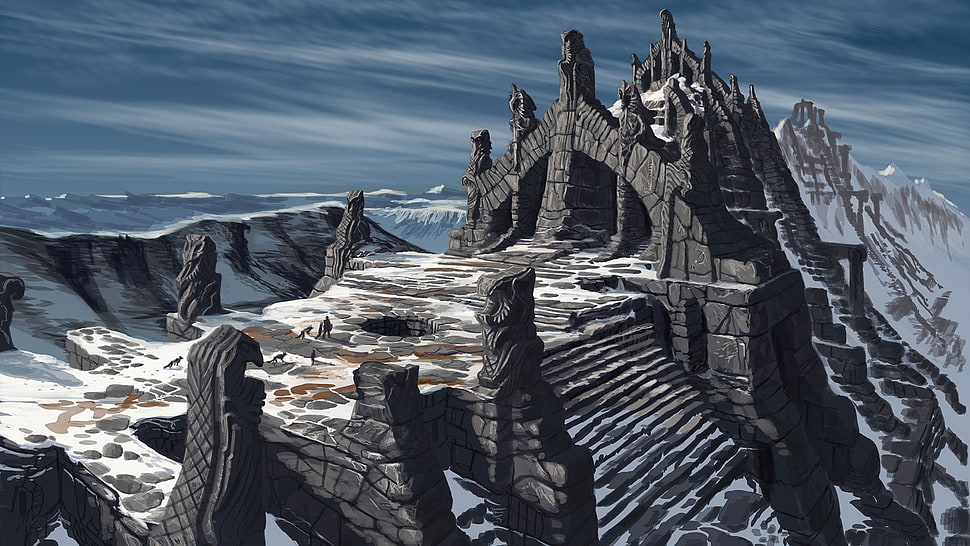 Black Concrete Castle Illustration The Elder Scrolls V Skyrim Video Games Hd Wallpaper