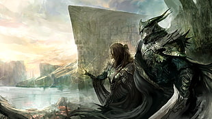 two warrior character graphics artwork, warrior, artwork, armor, sword