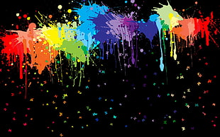 photo of black multicolored splash paint illustration HD wallpaper