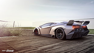 silver luxury car, Lamborghini Veneno, car, Lamborghini