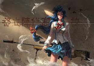 blue haired female anime, artwork, Full Metal Panic!, Chidori Kaname HD wallpaper