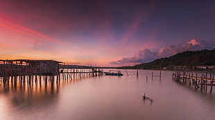 jetty, sea, dawn, nature