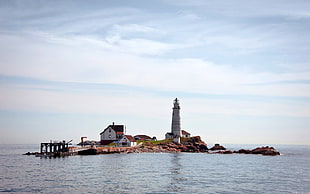 white lighthouse, island, lighthouse HD wallpaper