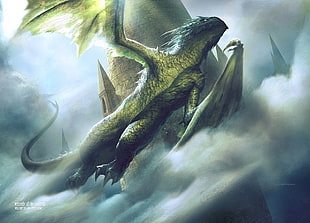 gray dragon digital wallpaper, fantasy art, Wyvern HD wallpaper