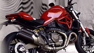 red and black sports bike, Ducati, motorcycle, motorcyclist, Ducati Monster 821 HD wallpaper
