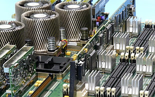 brown and grey circuit board, motherboards, computer, Hewlett Packard, technology HD wallpaper