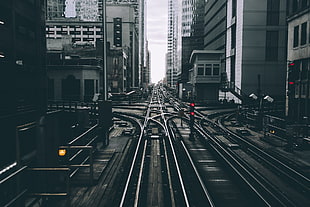 gray rail road, Chicago, railway, USA, signal HD wallpaper