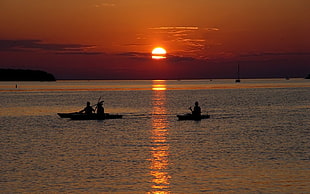 two kayaks, Sun HD wallpaper