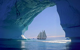 white clipper boat, nature, landscape, iceberg, sailboats HD wallpaper