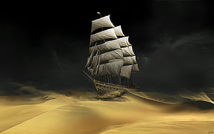 white sailboat illustration HD wallpaper