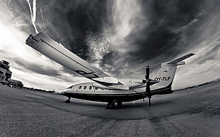 grayscale photography of airplane HD wallpaper