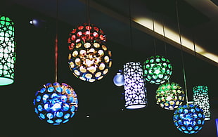 eight assorted pendant lights HD wallpaper