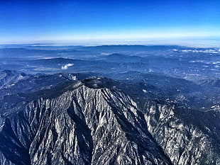 aerial view of mountain at daytime HD wallpaper