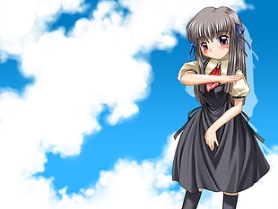 gray haired female anime character HD wallpaper