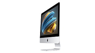 silver iMAc with white background HD wallpaper