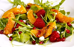 vegetable salad served on white plate