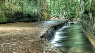 time-lapse photography of river streaming, waterfall, nature, forest