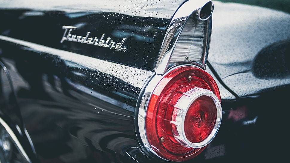 black Thunderbird car, closeup, 1957 Ford Thunderbird Special, Ford Thunderbird, car HD wallpaper
