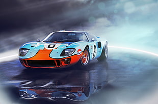 blue and orange sports car, Ford GT, vehicle, car, Ford HD wallpaper