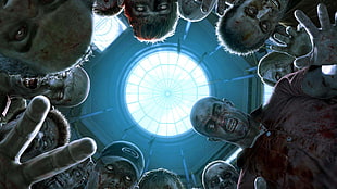 zombies and hall ceiling digital wallpaper