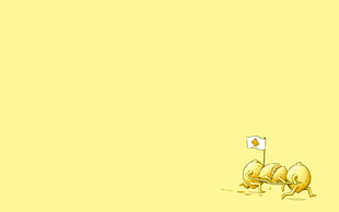 sliced lemon digital wallpaper, digital art, minimalism, humor, yellow background HD wallpaper